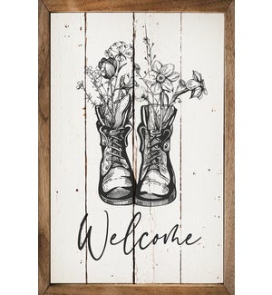 Welcome Floral Boots Whitewash